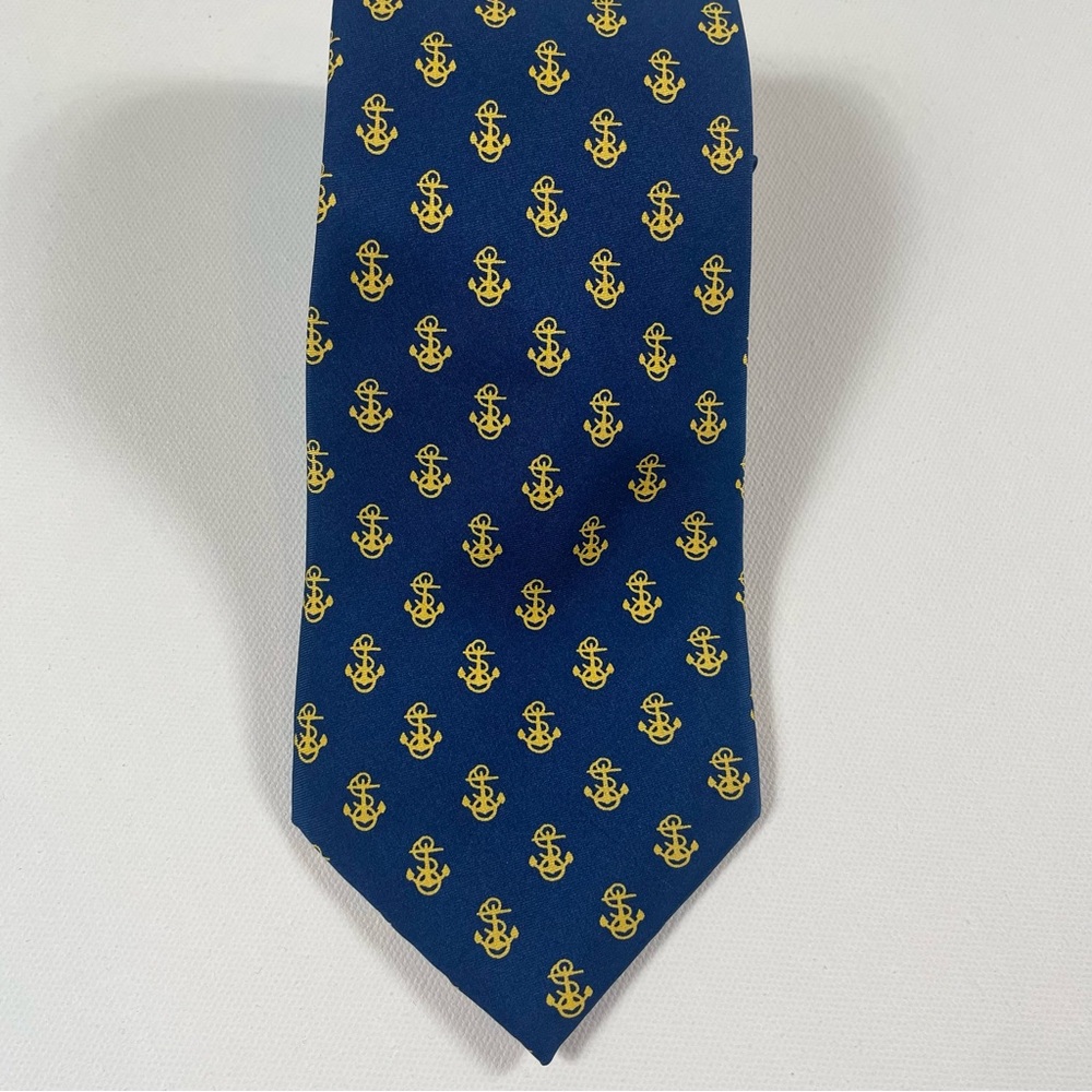 Rivetz of Boston 100% Silk Nautical Anchor Tie Handmade Preppy Classic